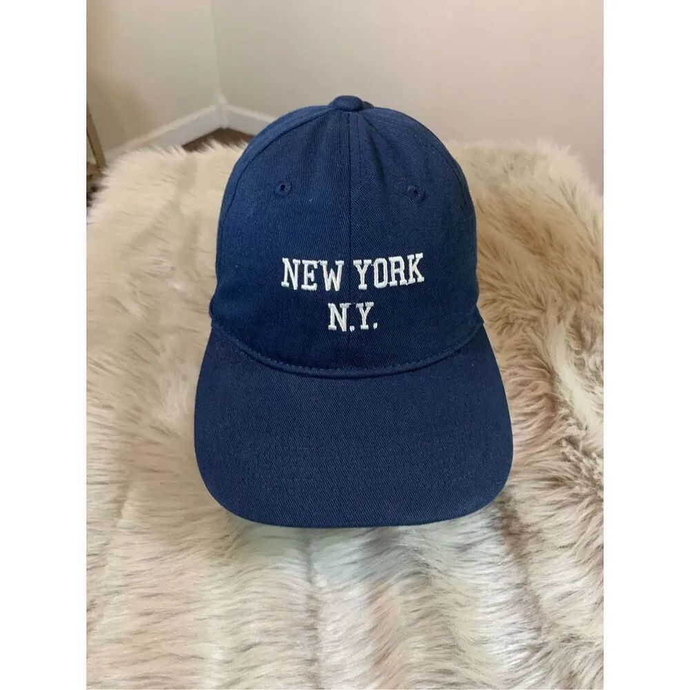 New York NY dad Hat Adjustable Cap Navy Blue